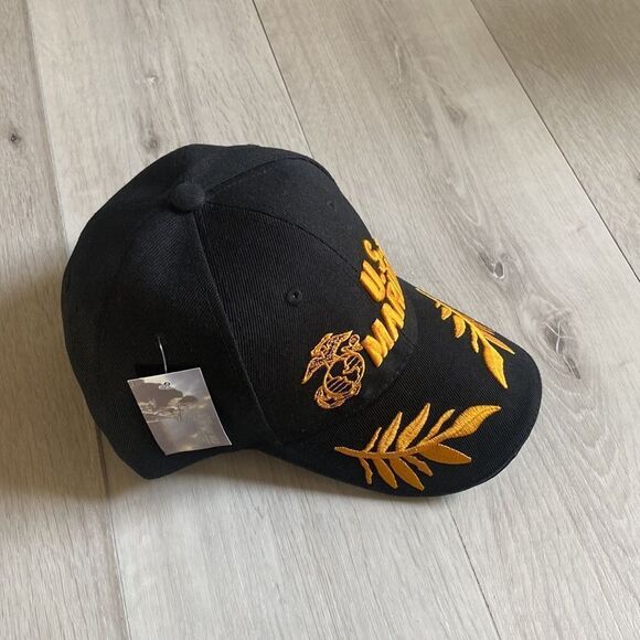 Marines Baseball Cap USAAmerican Flag Embroidered Washed Cotton Sunhat Black New - Picture 7 of 10